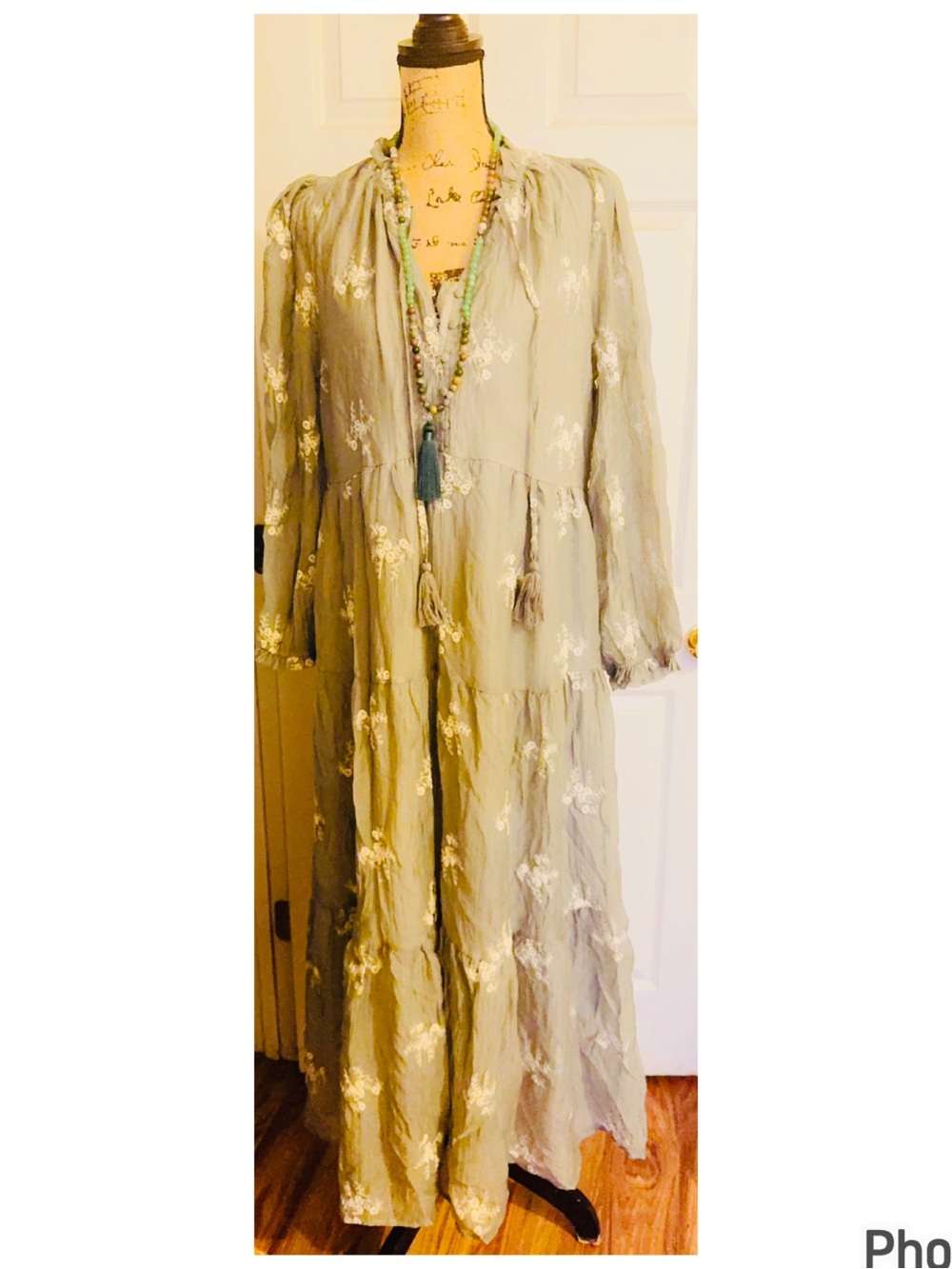 Boho Tiered Maxi Dress in Sage Green - Picture 3 of 12